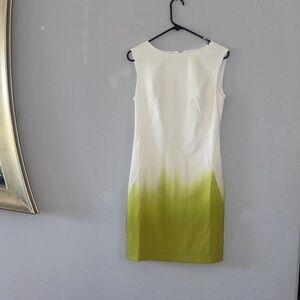 DKNY White and Green Ombre Midi Dress